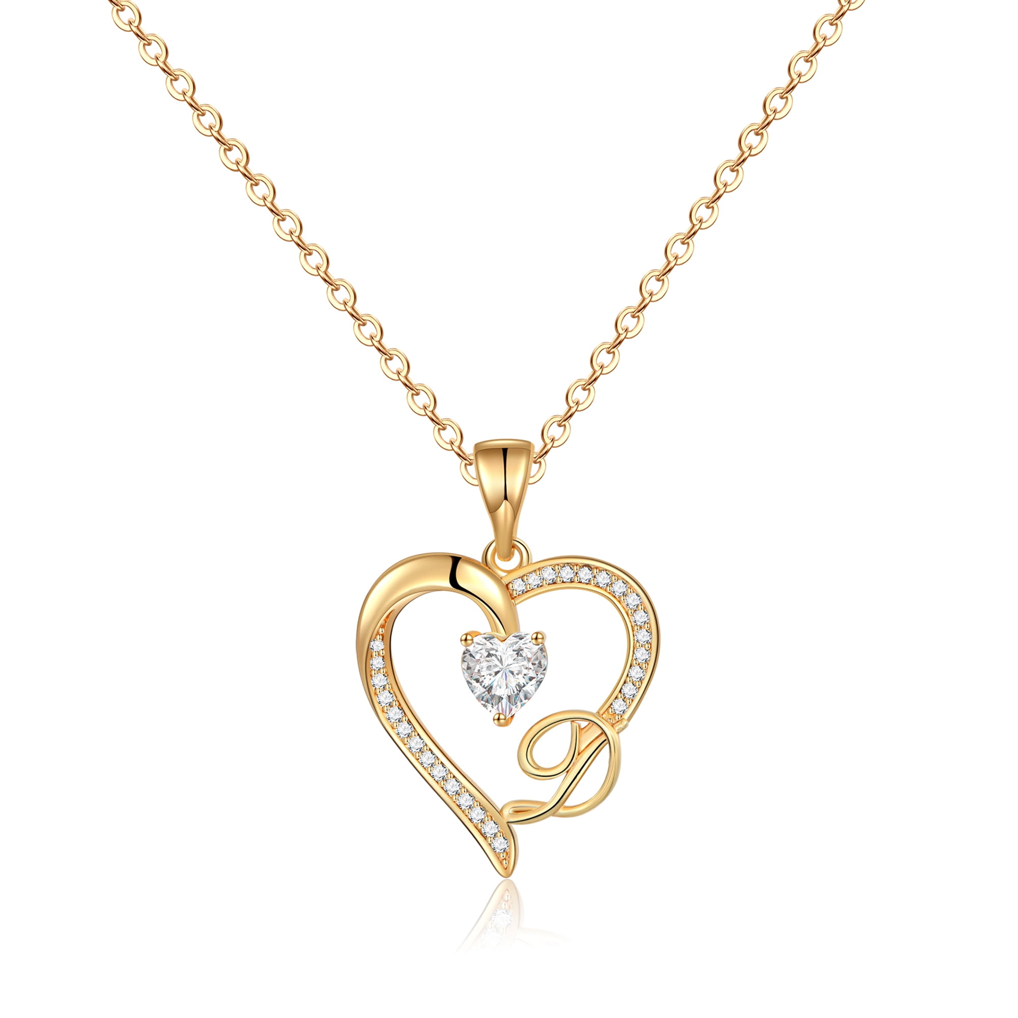 TINGN Initial Heart Necklace for Women Cubic Zirconia 14K TINGN Initial Heart Necklace for Women Cubic Zirconia 14K