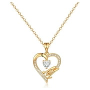 TINGN Initial Heart Necklace for Women Girls Cubic Zirconia 14K Gold Plated Initial Heart Pendant Necklace