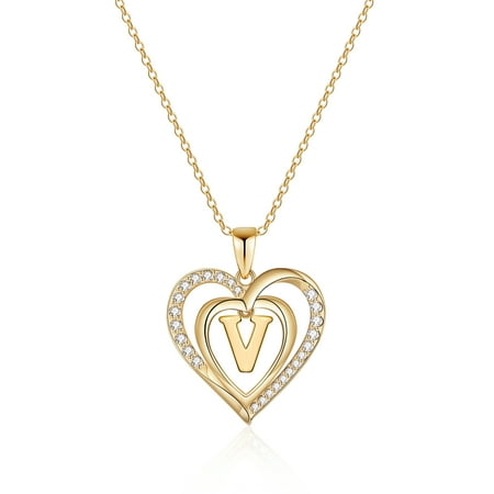 TINGN Initial Heart Necklace for Women Initial Heart Pendant Necklace for Women
