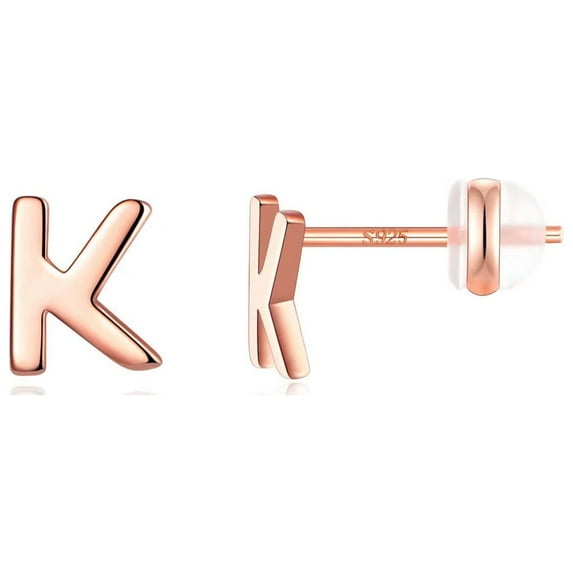 TINGN Initial Stud Earrings for Women, Sterling Silver Stud Earrings Hypoallergenic Earrings for Women Sensitive Ear