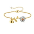 thumbnail image 1 of TINGN Initial Sunflower Bracelets for Girls Women 14k Gold Plated Sunflower Bracelets, 1 of 6