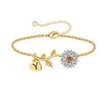 thumbnail image 1 of TINGN Initial Sunflower Bracelets for Girls Women 14k Gold Plated Sunflower Bracelets, 1 of 6