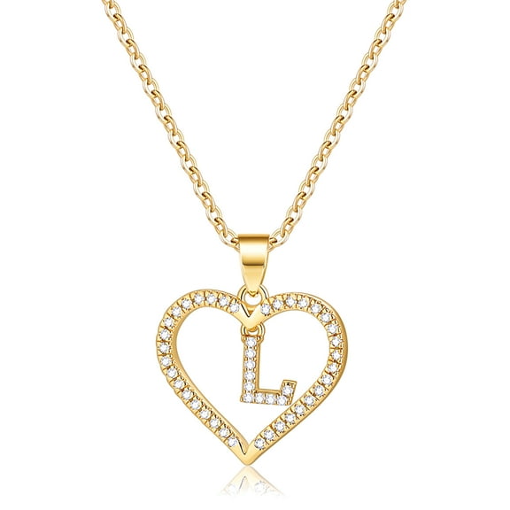 TINGN Initials Letter Necklace for Women initial Charm Necklaces CZ Pendant Love Heart Alphabet Necklace for Women Women