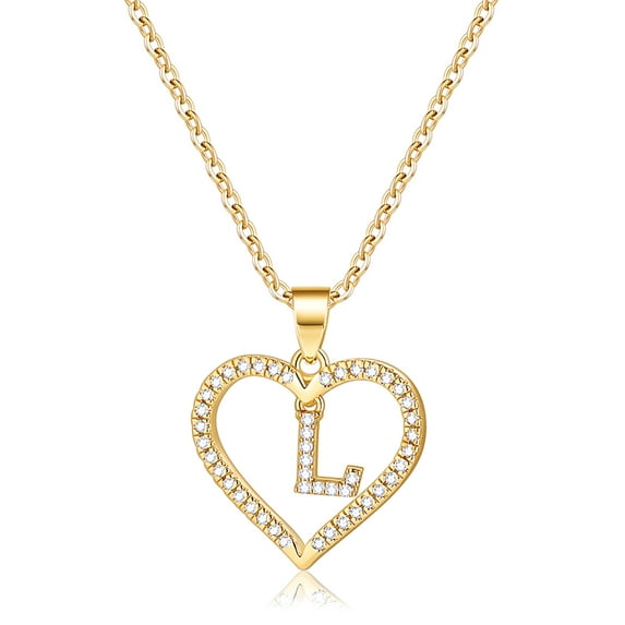 TINGN Initials Letter Necklace for Women initial Charm Necklaces CZ Pendant Love Heart Alphabet Necklace for Women Women