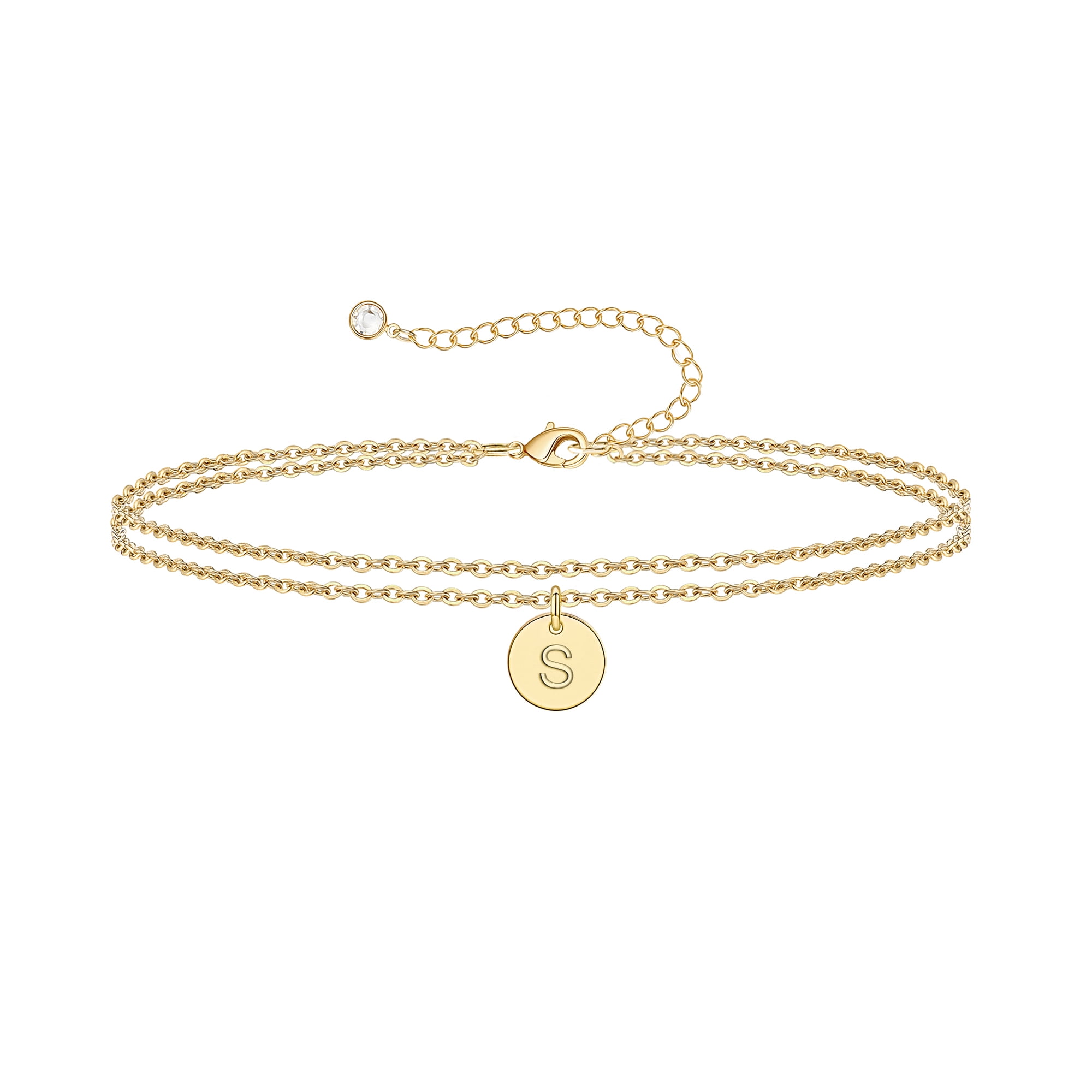 TINGN Gold Initial bracelets for Women Layered Initial Disc