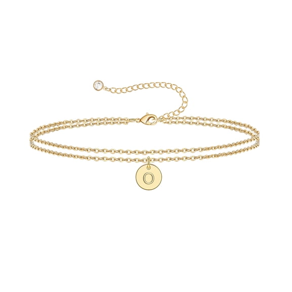 TINGN Layered Disc Initial Bracelets for Women 14K Gold Plated Everyday Layered Beads Chain