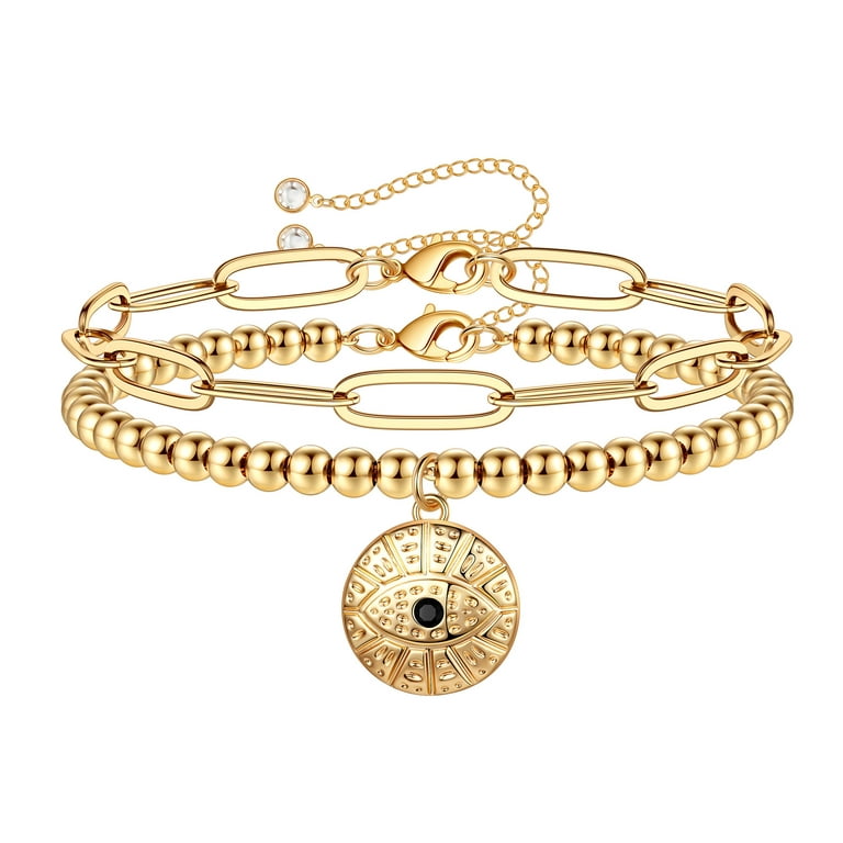 Dainty Gold Bracelets for Women, 14K Gold Filled Adjustable