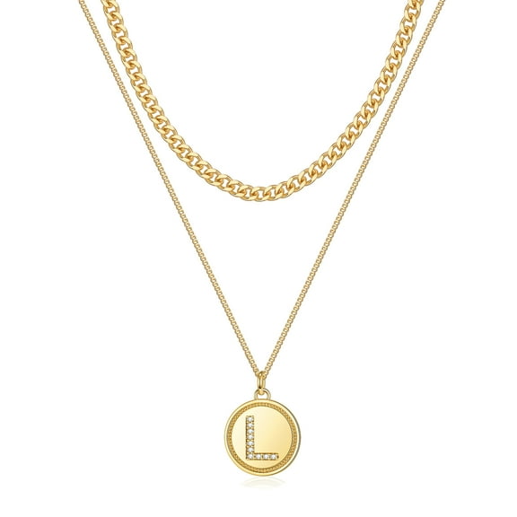 TINGN Layered Gold Initial Necklaces for Women 14K Gold Plated Initial Necklaces