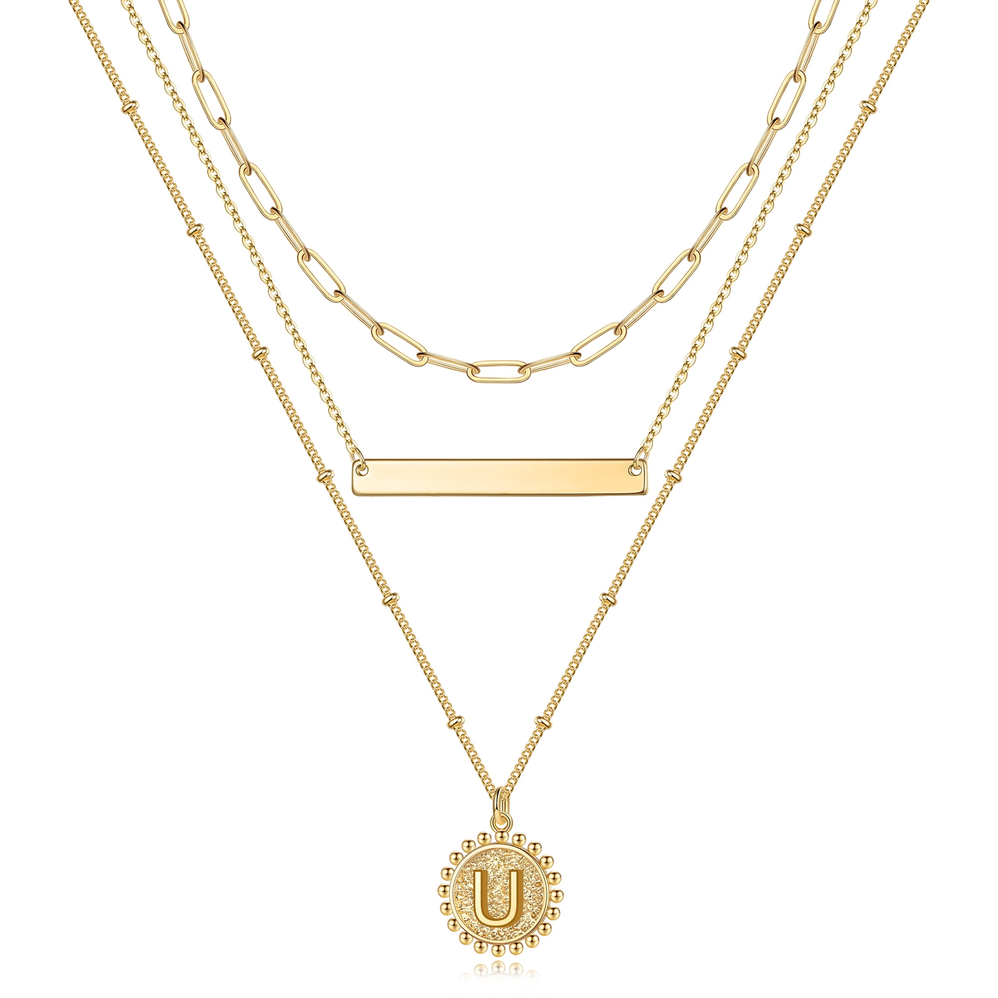 TINGN Layered Gold Necklace for Women 14K Gold Plated Dainty Coin