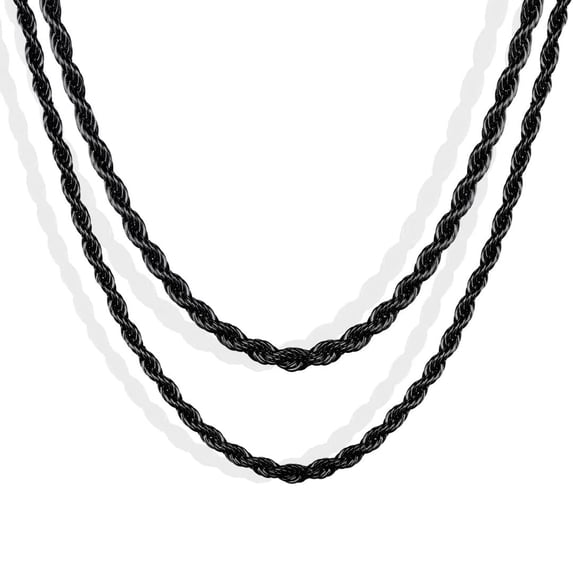 TINGN Layered Rope Chain Necklace for Men 18K Gold Silver Black Stainless Steel Rope Chain Necklace for Men Women Jewelry Gifts