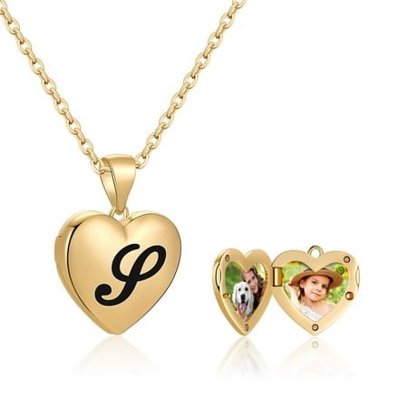 Tingn Initial Locket Necklaces That Holds Pictures Heart Picture Necklaces Birthday Gifts for Women