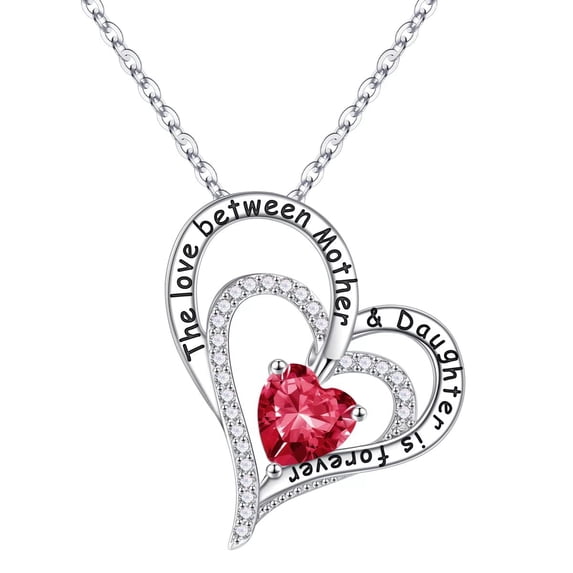TINGN Love Heart Pendant Necklace for Women 925 Sterling Silver Love Heart Necklace Birthstone Jewelry Mothers Day Valentines Day Anniversary Christmas Birthday Gifts for Her Women Women