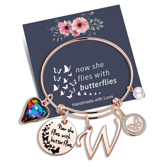 TINGN Memorial Jewelry Sympathy Gift Now She Flies with Butterflies Gifts Butterfly Bracelet