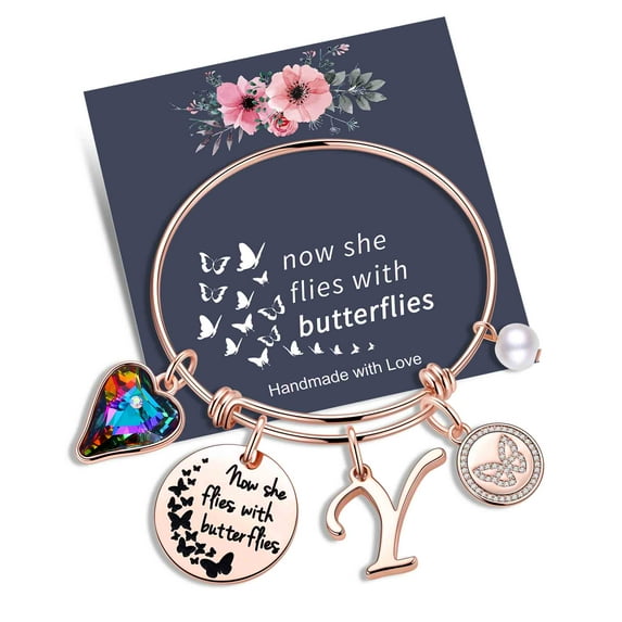 TINGN Memorial Jewelry Sympathy Gift Now She Flies with Butterflies Gifts Butterfly Bracelet
