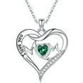 thumbnail image 1 of TINGN Mom Gifts Mom Birthstone Necklaces 925 Sterling Silver Heart Pendant Birthstone Necklace Gifts for Mom Mothers Day Valentines Day for Mom Christmas Birthday Gifts for Mom from Daughter Son, 1 of 5