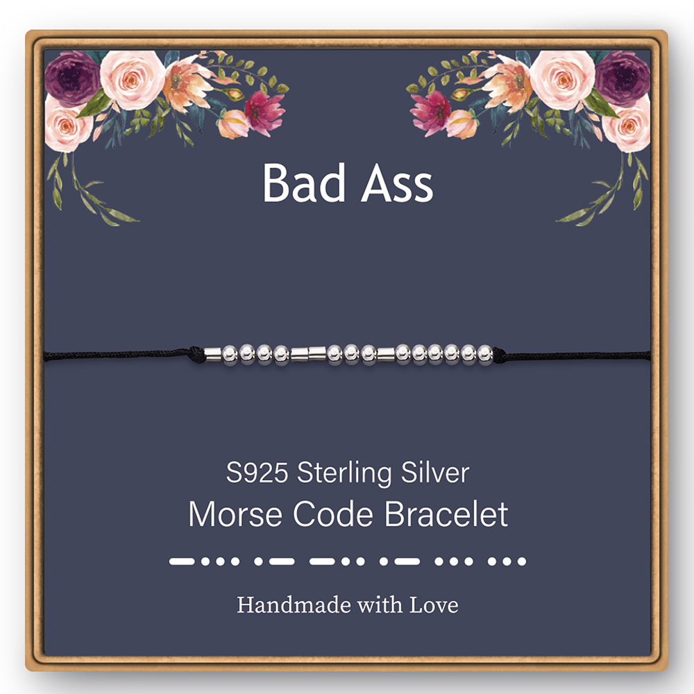 Chamqueen Braccialetto Codice Morse In Argento 925 - Regalo Ispiratore Regolabile Per Donna