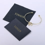 TINGN Open Cuff Bracelet with Knot Heart and Initial V Charm Dainty Personalized Bangle for Women Adjustable Minimalist Jewelry Gift