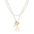 thumbnail image 1 of TINGN Pearl Initial Necklaces for Women 14K Gold Plated Layering Toggle Clasp Paperclip Chain Necklace, 1 of 5