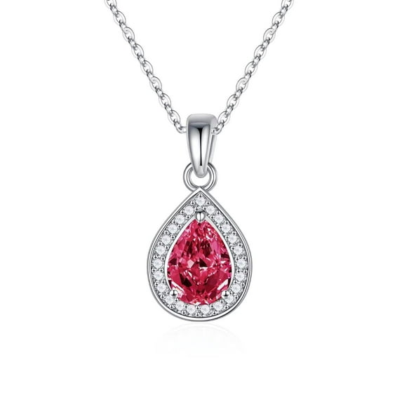 TINGN Silver Teardrop Birthstone Necklace Created Birthstone Mothers Day Valentines Day Anniversary Christmas Birthday Gifts for Women