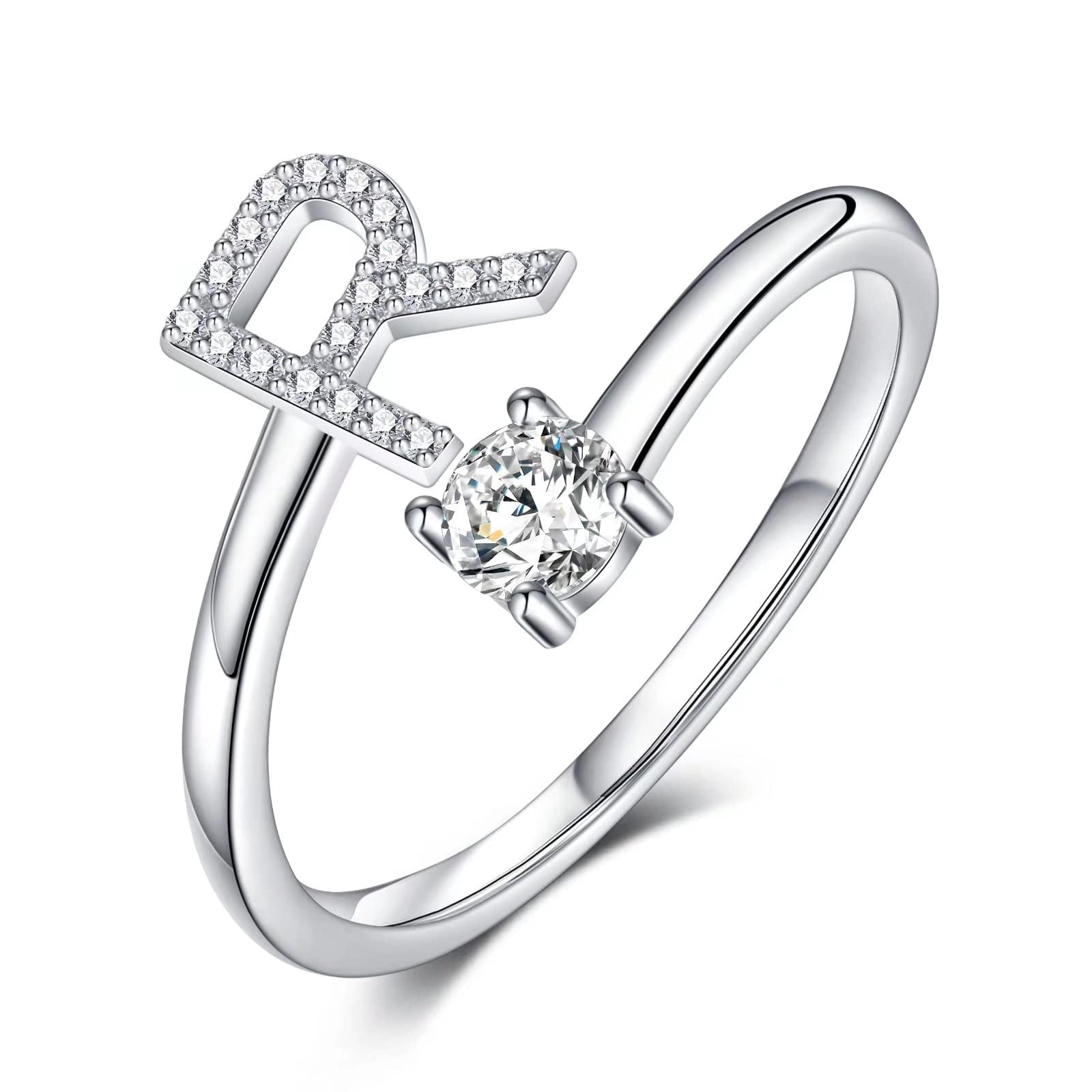 Adjustable Initial Ring For Women – Silver, Gold & Rose Gold Letter Rings, Stackable Dainty Jewelry, Fits Sizes 6–11, Hypoallergenic, Perfect Gift For Teens & Girls - View #4