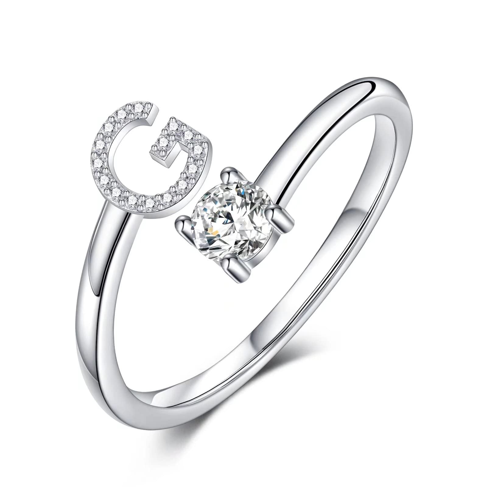 アクセサリー THE LETTERING Alphabet Ring C - Silver JewelersClub Accent Black Diamond Initial Letter Ring for