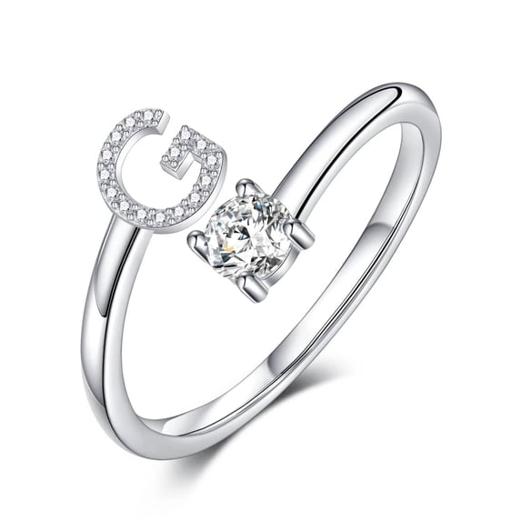 TINGN S925 Sterling Silver Initial Rings for Women Adjustable Initial Rings Cubic Zirconia Stackable Alphabet Letter Rings for Women Women Gifts