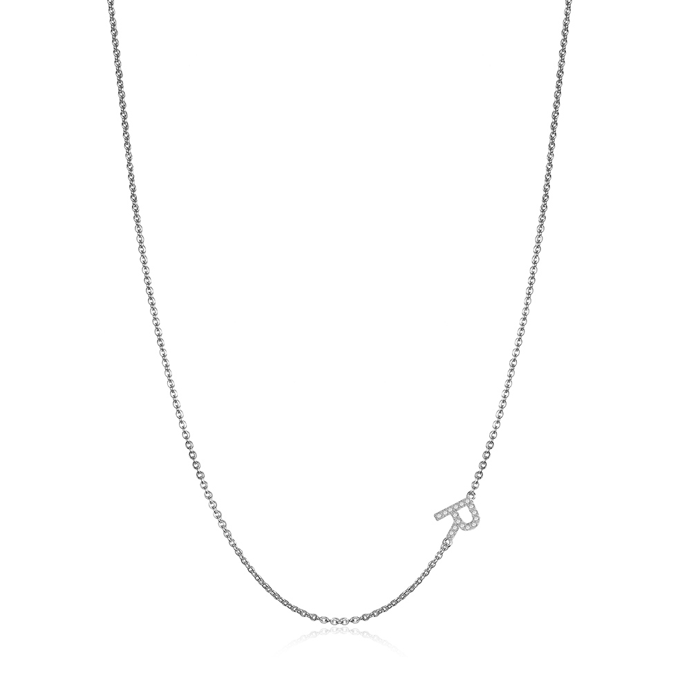 TINGN Sideways Initial Necklace for Women Dainty Cubic Zirconia ...