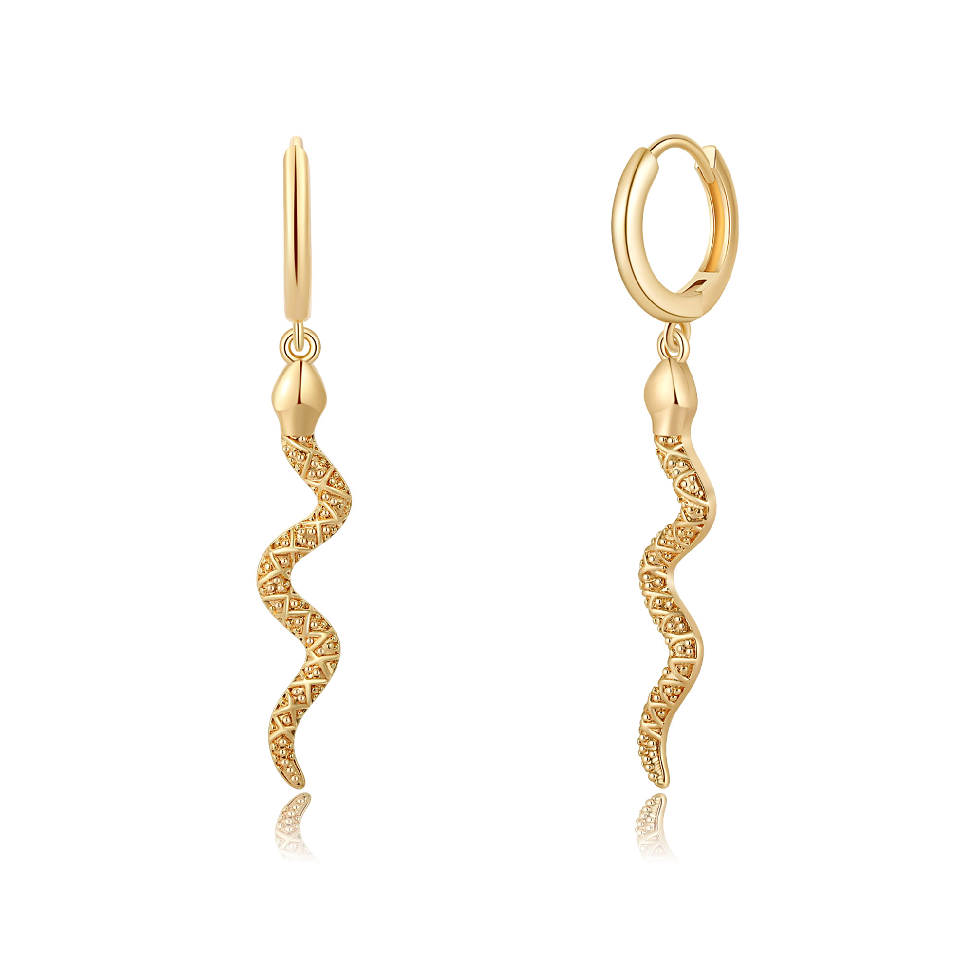 Gold Snake Hoop Earrings For Women - Dainty Huggie Hoops With Cubic Zirconia, Hypoallergenic Brass