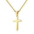 thumbnail image 1 of TINGN Stainless Steel Cross Pendant Necklaces for Men Pendant Chain 16 Inch Gold, 1 of 5