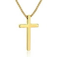thumbnail image 1 of TINGN Stainless Steel Cross Pendant Necklaces for Men Pendant Chain 20 Inch Gold, 1 of 5