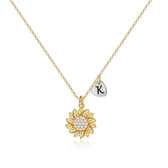 TINGN Sunflower Necklace for Women Girls 14k Gold Plated Initial Sunflower Pendant Necklace