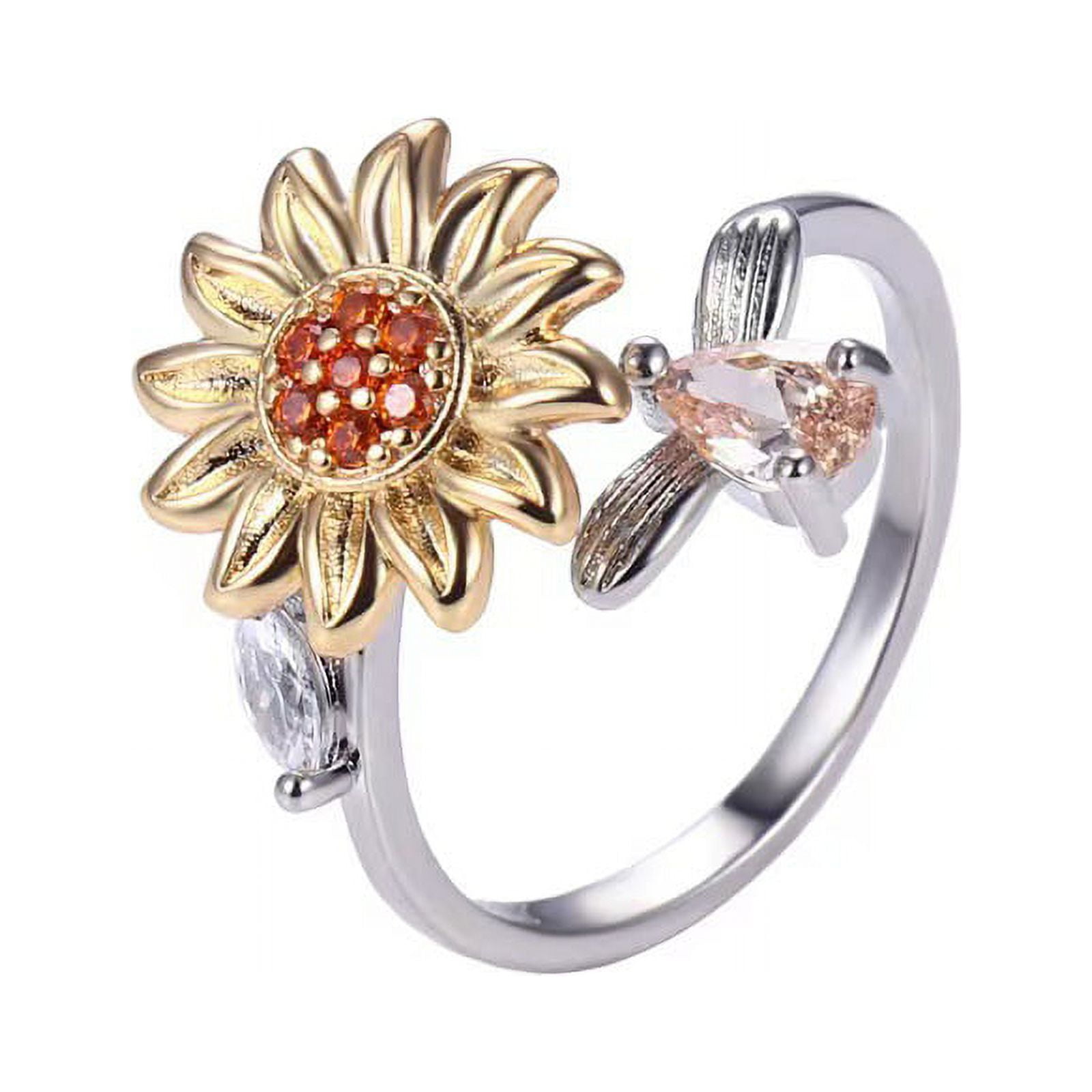 TINGN Sunflower Spinner Ring Open Adjustable Fidget Rings CZ Flower Moon Star Stackable Rings Fidget Jewelry Women Girl 5f7f318e 7748 48fd af57 5f949b7ae92a.35a4a7e8e19ab001234f0969fd124d32