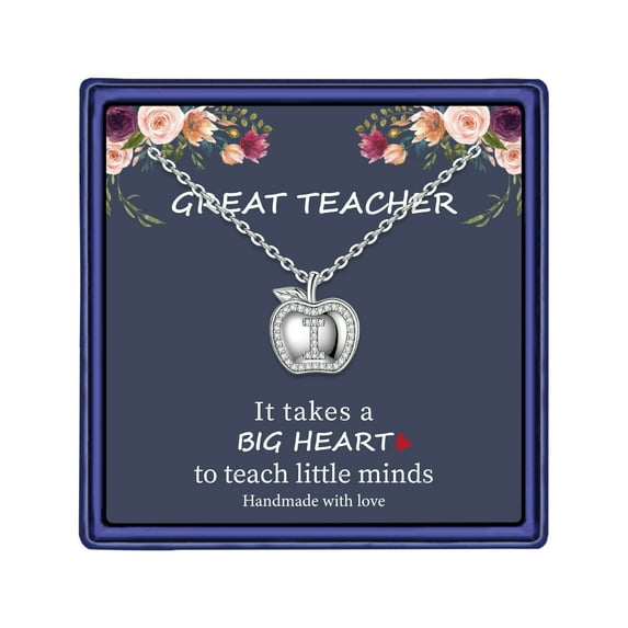 TINGN Teacher Gifts for Women Necklace White Gold Plated Dainty Apple Necklace for Teacher Christmas Gifts Best Teacher Necklace Jewelry Thanksgiving Teacher Apprecaition Gifts from Student