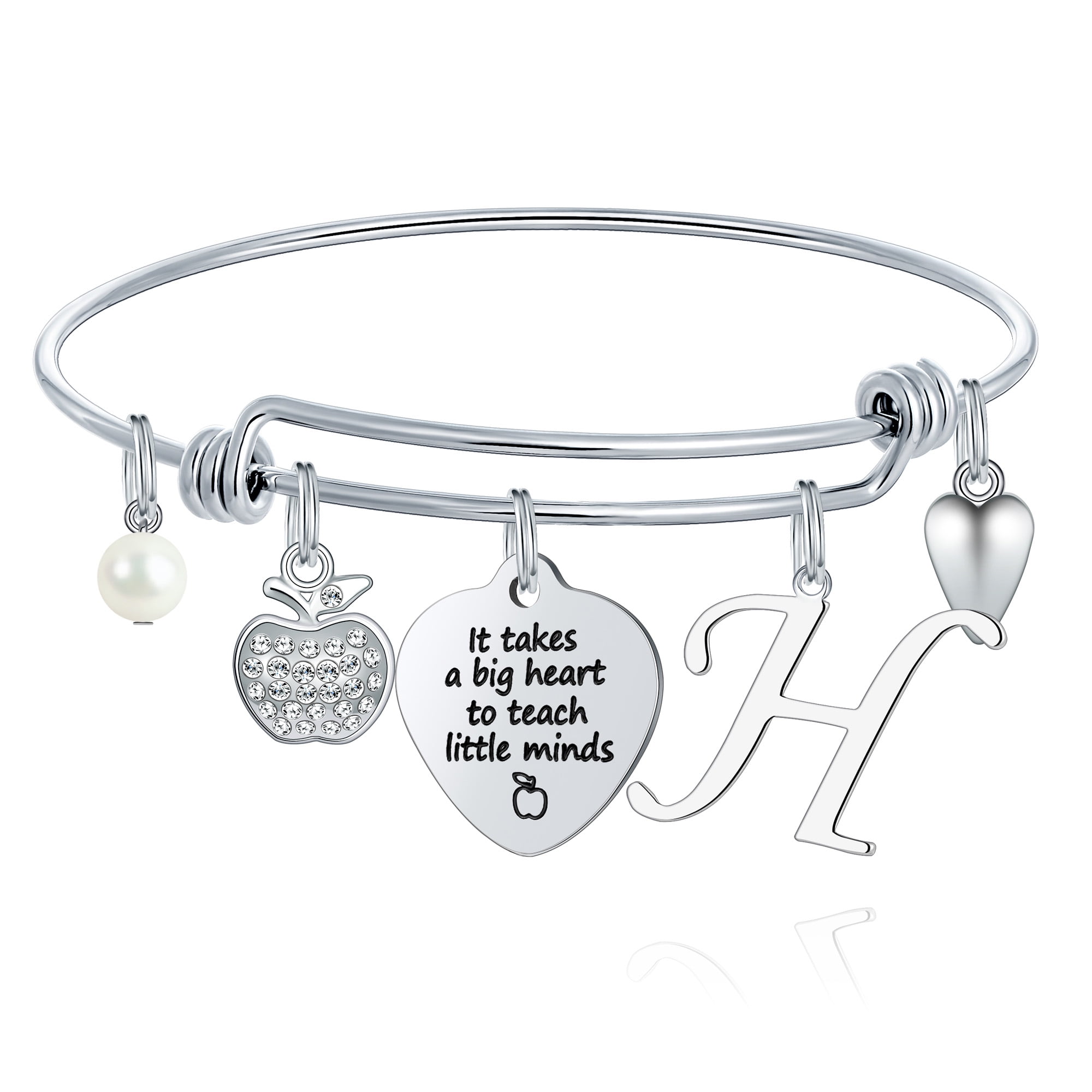 Schoolteacher Charm Bracelet Personalized with Enameled Apple Charms