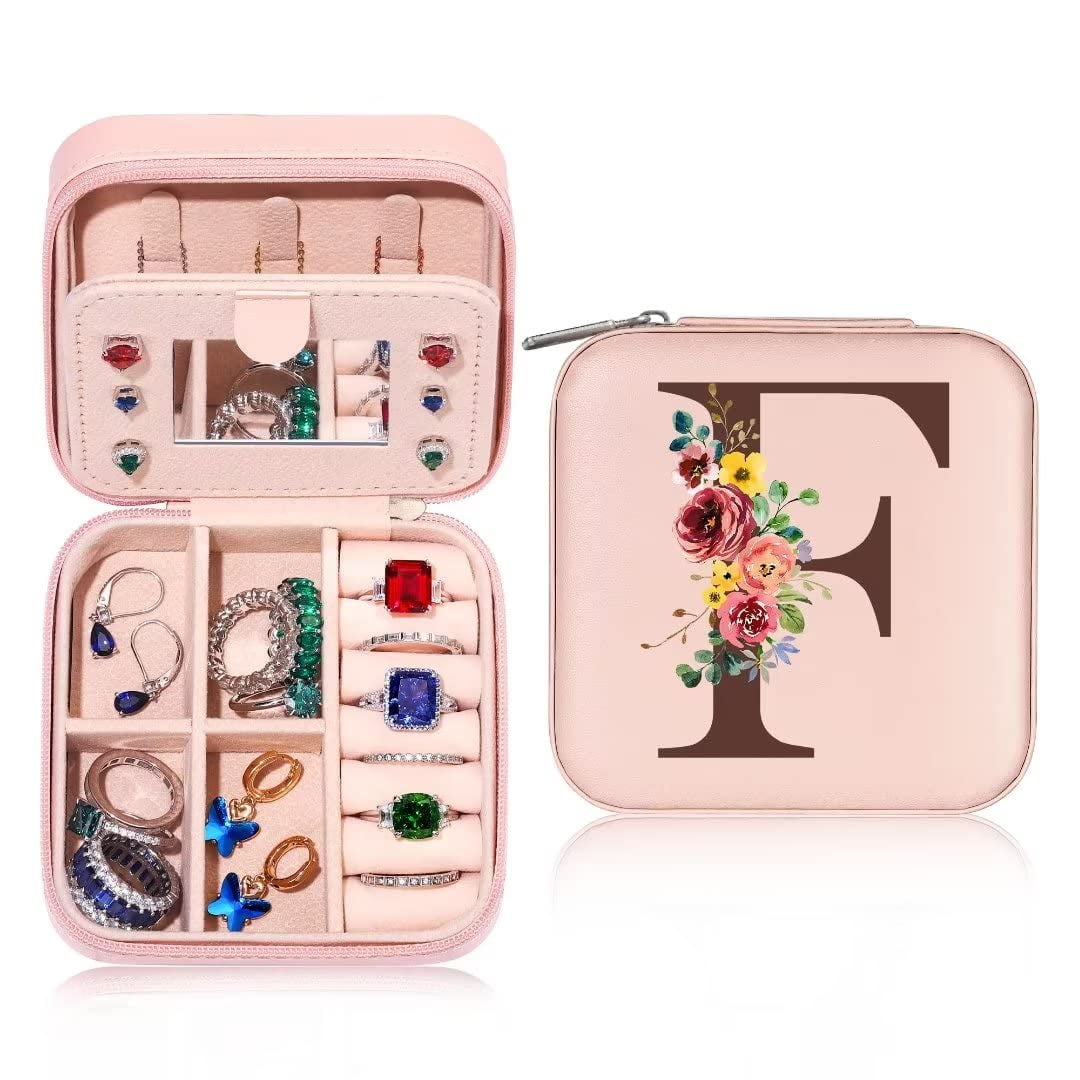 Ulico Travel Jewelry Case Jewelry Box- Small Jewelry Organizer with Mirror,  Jewelry Holder Organizer Box, Travel Essentials Travel Gifts Birthday Gifts  for Women Girls Friends Sister Initial Pink C - Yahoo Shopping