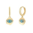 thumbnail image 1 of TINGN Turquoise Evil Eye Huggie Hoop 14K Gold Plated Turquoise Hoop Earrings, 1 of 5