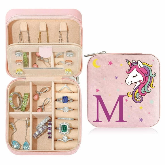 TINGN Unicorn Initial Jewelry Box, Personalized Gift Valentines Day Gift Women, 4-16 Year Old Women Gift