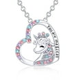 thumbnail image 1 of Tingn Unicorn Necklace for Women Colorful CZ Heart Birthday Graduation Jewelry Gifts, 1 of 5