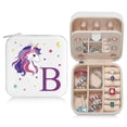 thumbnail image 1 of TINGN Unicorn Travel Jewelry Case Holder Organizer, Small Pink Mini Cute Initial Jewelry Box Girl Women, Personalized Gift for Teenage Teen Girl, 1 of 7