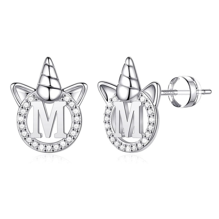 White gold unicorn earrings discount