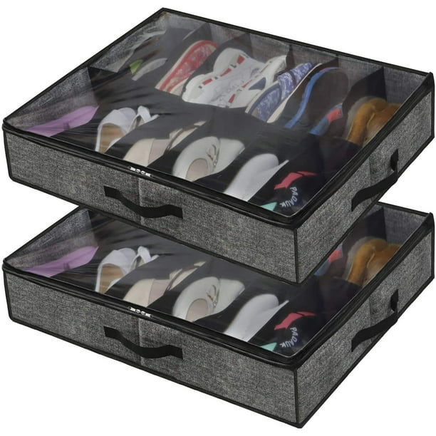 TINGOR Sturdy Under Bed Shoe Storage Organizer Set of 2, Fits 24 Pairs