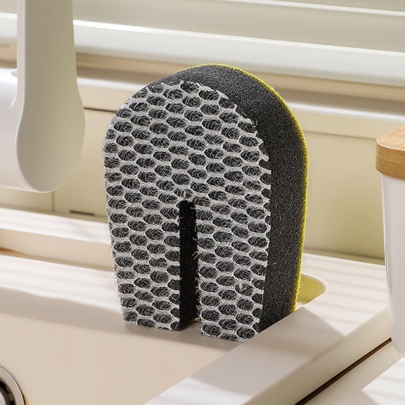TINGXIN 2-Pack U-Shaped Double-Sided Sponge Erasers (U-Shaped Sponges), Rich Foam Lather Ergonomic Dual-Sided Scrub Contoured Sponges for Sponges Dishwashing Bottle Cleaning
