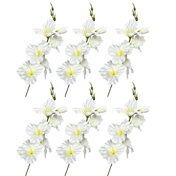 TINGXIN 6 Heads Single Stem Artificial Gladiolus White for Wedding Home ...