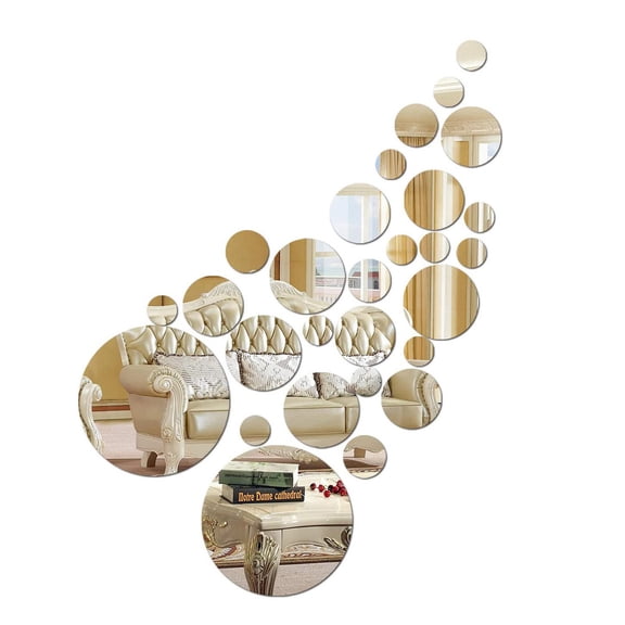 TINGXIN Acrylic Mirror Flower Wall Art Mural Silver for Home Decor - Silver Circle Sticker, Sofa Decoration