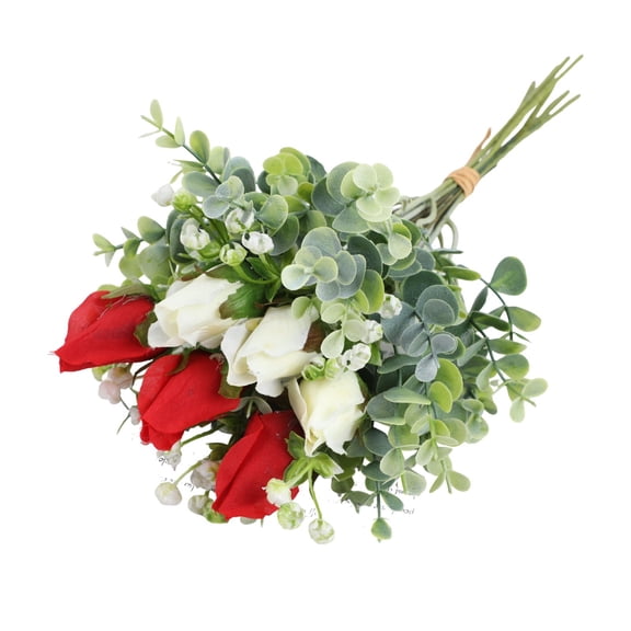 TINGXIN Artificial Tulip Bouquet Red and White for Wedding Bride Handheld - Table Flower Arrangement Home Decoration