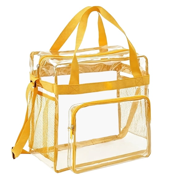 TINGXIN Clear Stadium Backpack Yellow, Stadium-Approved Clear Event Tote, Stadium Entry Bag Transparent Design Adjustable Shoulder Strap, Sports Approved Carryall Spacious Main Compartment