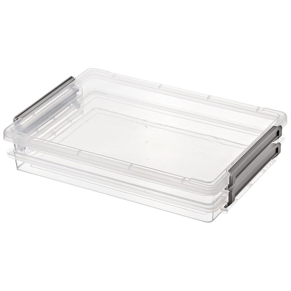 TINGXIN Clear Storage Bins with Lids, 2 Boxes with 1 Lid, 36.5*25 cm, Organizer Container, Dustproof and Stackable, for Jewelry, Pills, Home and Small Items Organization (Grey_Style D)