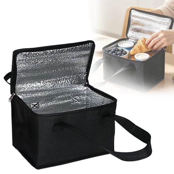 TINGXIN Foldable Insulated Cooler Bag, Leakproof Thermal Tote with PEVA Lining, All-Day Cold Retention for Picnic and Grocery, Lightweight Portable Lunch Cooler, Black 1PC