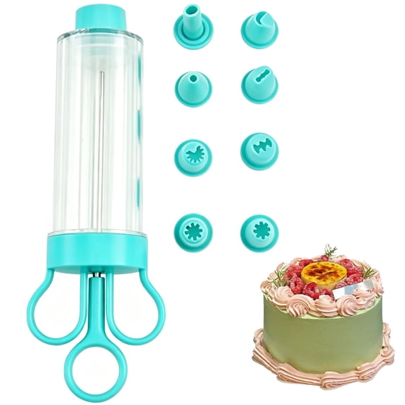 TINGXIN Home Pipe 1 Set Baking Tools, Complete Pastry Decorating Kit with 8 Interchangeable Nozzles, Scissor-Style Push-Pull Handle, Transparent Tube, Easy-Fill, Dishwasher-Safe(C)