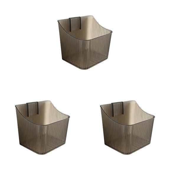 TINGXIN Self-Adhesive Wall Storage Box, PP Plastic Cabinet Door Organizer, No-Drill Countertop Declutter for Bathroom and Kitchen, Lightweight Small Item Holder, Black 3 Pack